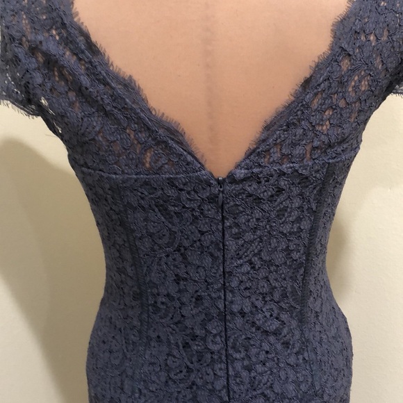 Adrianna Pappell Dress Size 6 Gray Floral Eyelash Lace - Picture 6 of 11